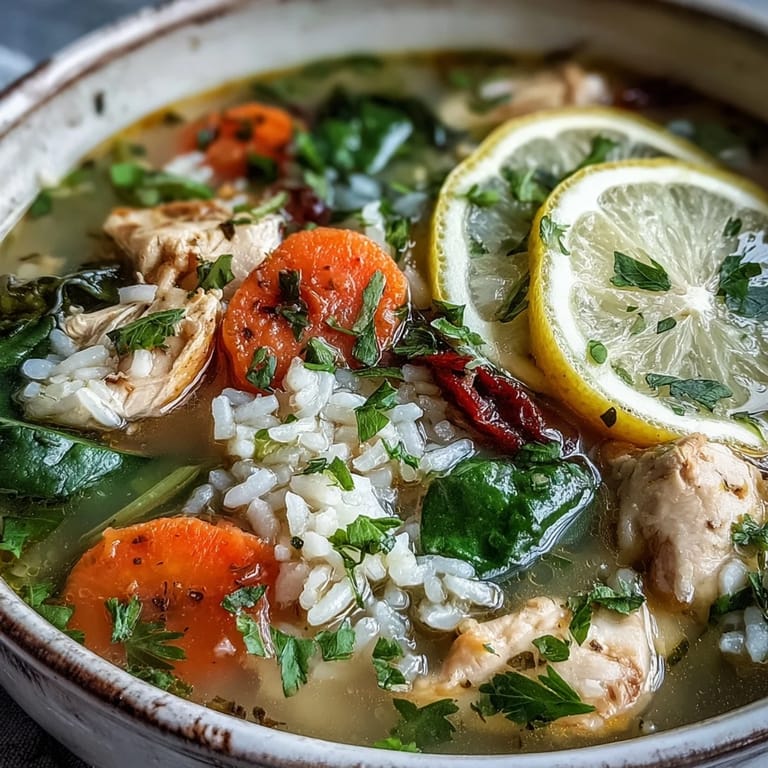 Kremowa Zupa z Kurczaka i Ryżu z Cytryną gotowana w jednym garnku z chrupiącymi warzywami. 