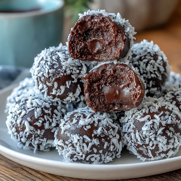 Rich Vegan Chocolate Avocado Truffles next to a cup of coffee for serving.