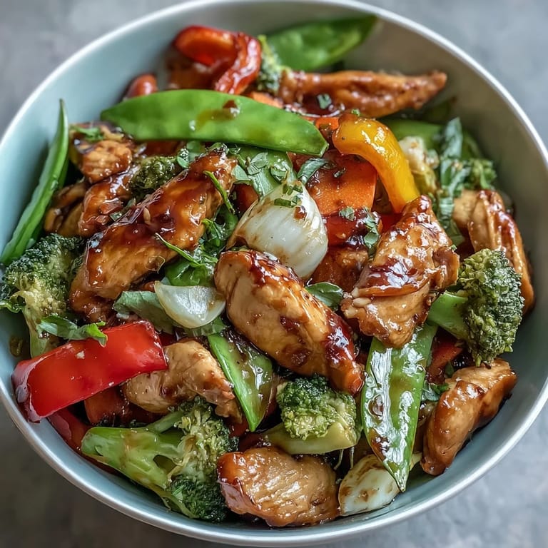 Wibratywny, wysokobiałkowy szaszłyk z kury z sezonowanych warzyw, podawany z nutą sezamem i imbirem.