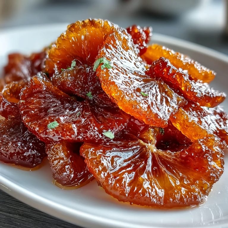 Słodkie, przezroczyste segmenty pomarańczy w syropie — doskonały dodatek do deserów.  