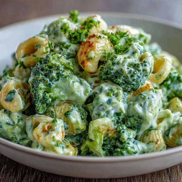 Kolorowe, zdrowe makaron z serem ze szpinakiem, brokułami i chrupiącym serem w garnku na stole kuchennym.