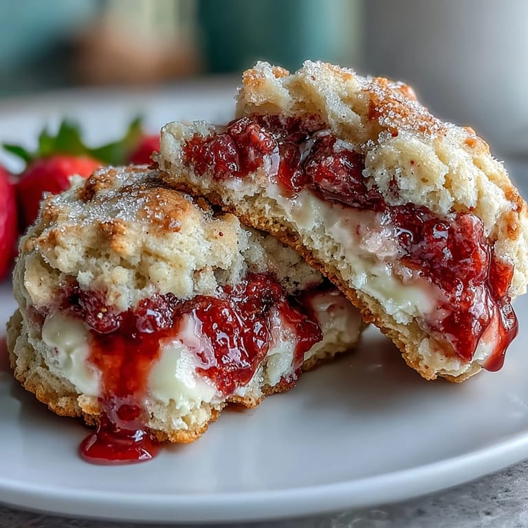 Soft and tender cottage cheese strawberry shortcake cookies bursting with fresh berries and golden edges.  