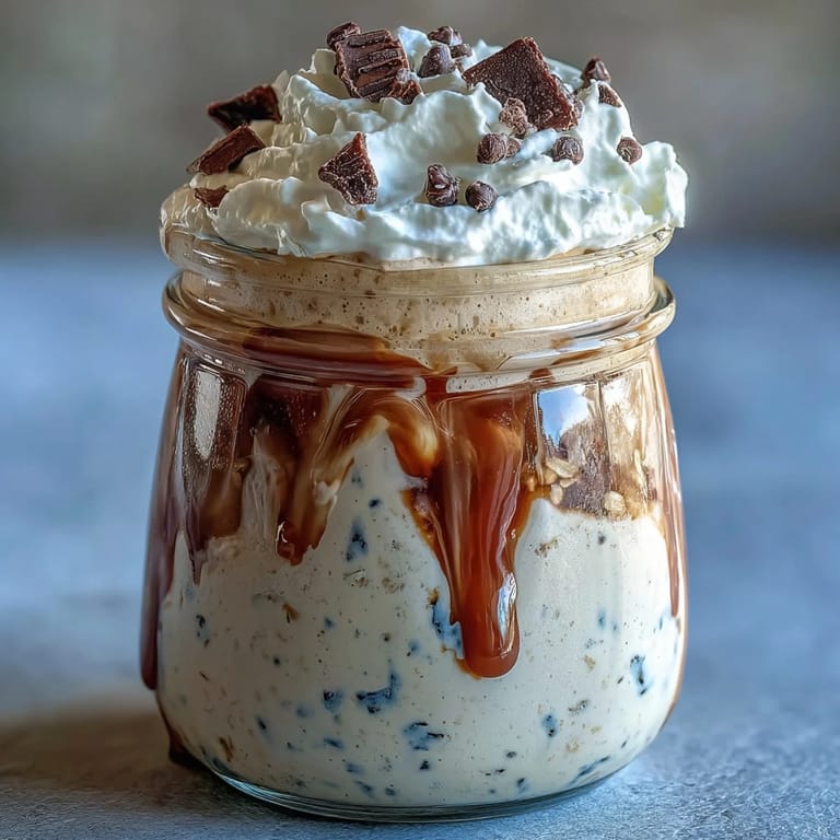 Puszka z płatkami na noc w kawowej wariancie frappuccino, z fasolą waniliową i pianką na wierzchu.