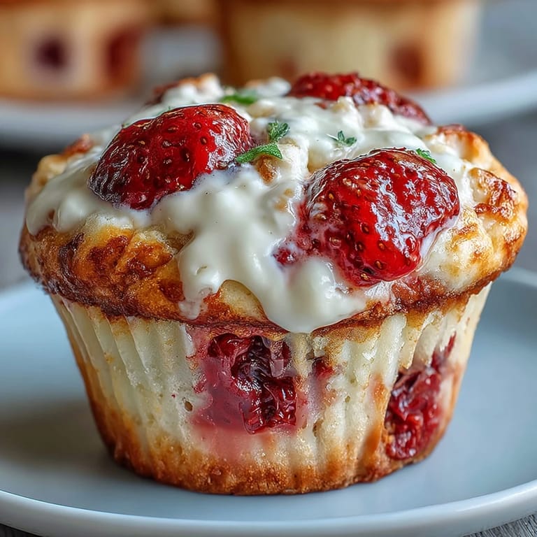 Muffinki pełne świeżych truskawek i greckiego jogurtu, puszyste i aromatyczne, idealne na początek dnia.