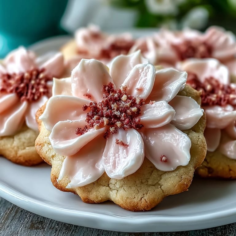 Beautiful pastel royal icing flowers decorate these buttery sugar cookies, ideal for baby showers.