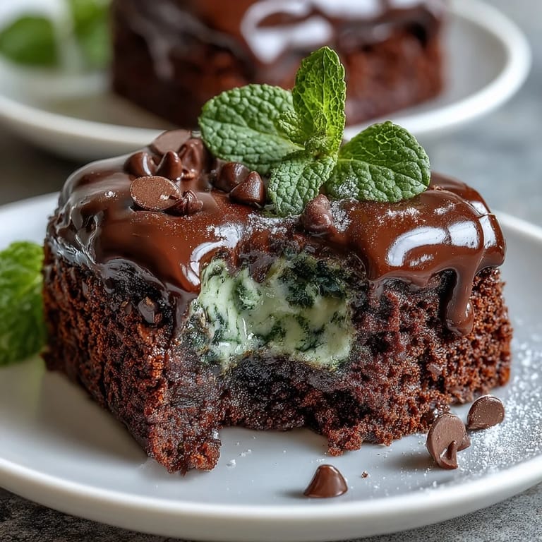 Miętowy smak czekoladowych kawałków brownie, pysznym deserze na Święto Świętego Patryka z zielonym dekoracyjnym posypką.