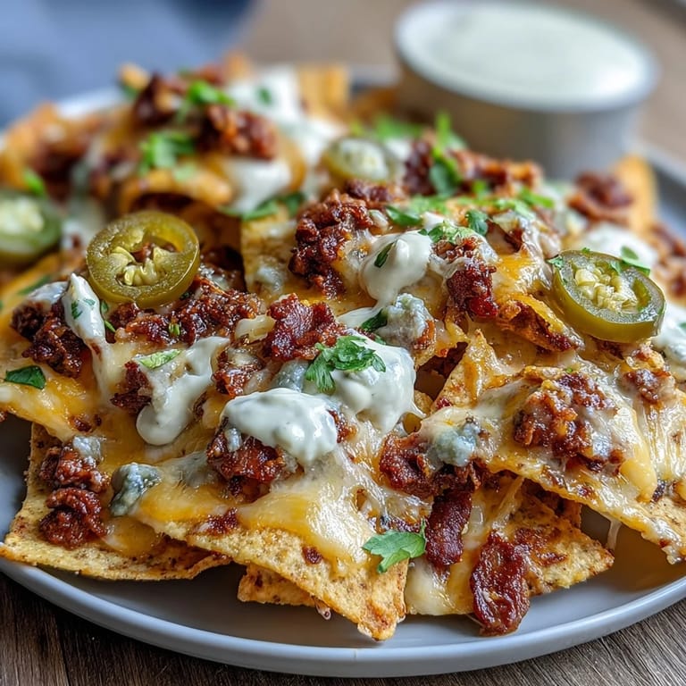 Zaczynam od analizy kluczy słów i elementów wizualnych: nacho z chipsami, mięsem, sosem serowym, paprykami jalapeno, dodatkami świeżymi. Każdy opis musi mieć od 8 do 14 słów, zawierać nazwę przepisu, być różnorodny i przyjazny dla osób niedowidzących.