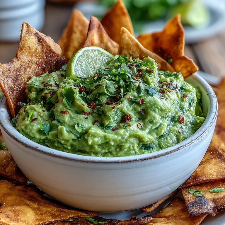Zestaw guacamole z edamame i złotych płatków pita - odświeżająca, pełnowartościowa przekąska na każdą okazję.