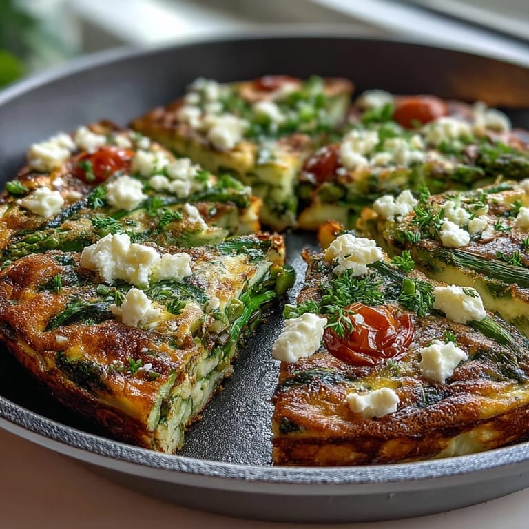 2. Bright and colorful spring vegetable frittata loaded with zucchini, tomatoes, and fresh herbs.