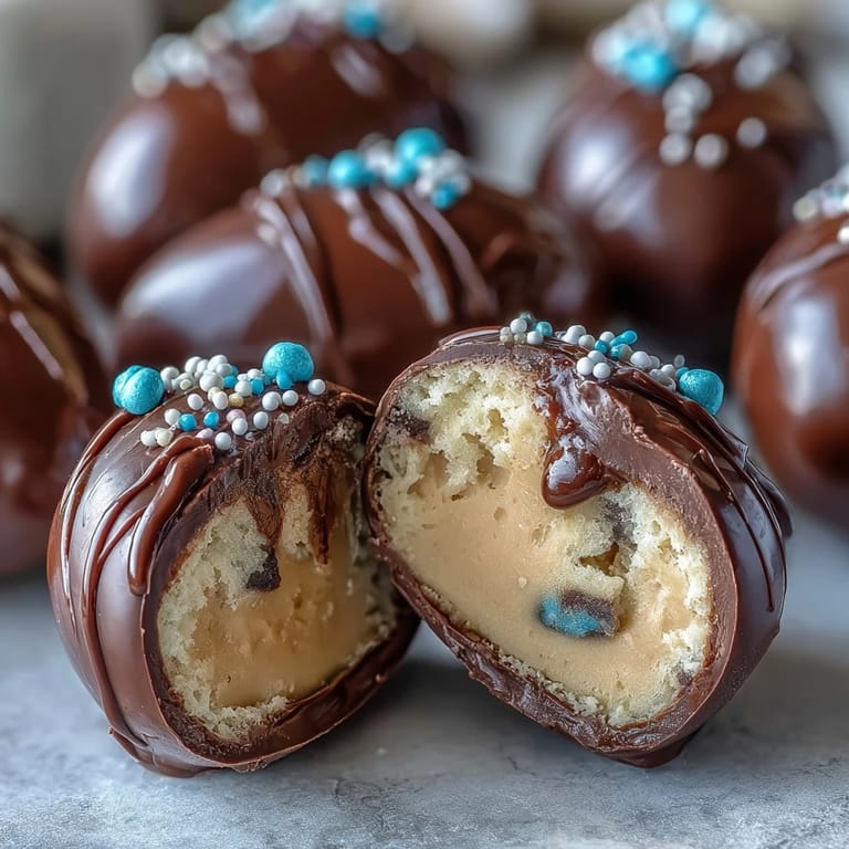 Kremowe jajka z masłem orzechowym w polewie czekoladowej, ozdobione cukierkami, świąteczna słodycze do przygotowania w domu.