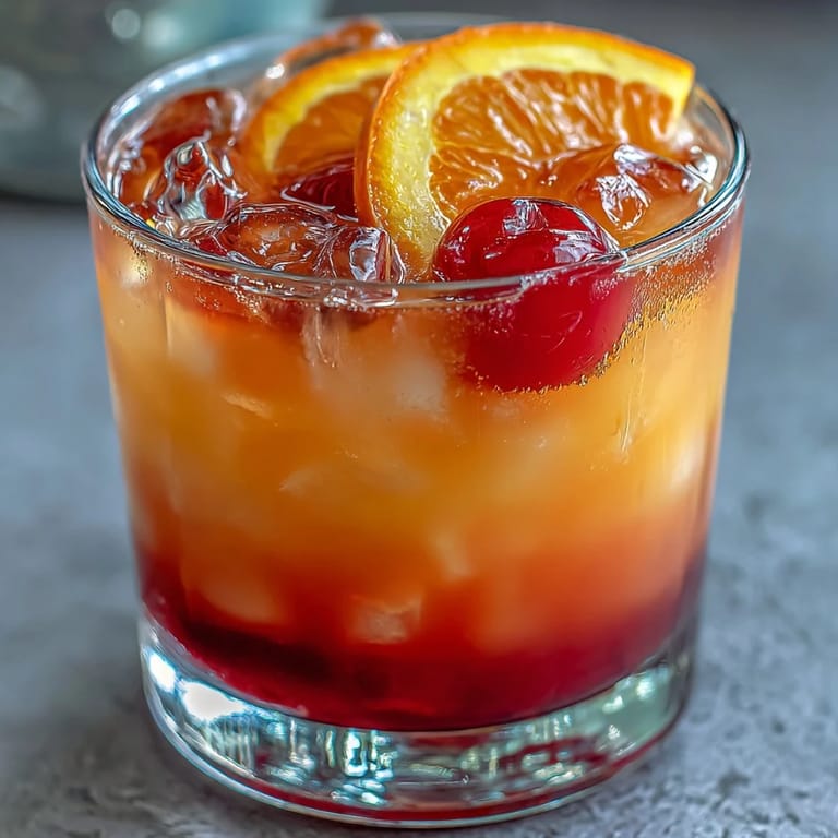 Layered Ombre Sunrise Mocktail - Bright orange and pineapple juices topped with grenadine syrup, creating a stunning sunrise gradient effect.