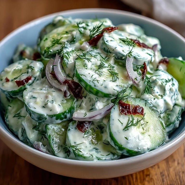 Chłodna sałatka z kremowym jogurtem greckim, świeżym koperkiem i cukinią, idealna na lato.