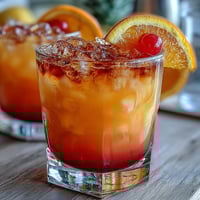 Ombre Sunrise Mocktail with Grenadine - Vibrant citrus and grenadine layers in a chilled glass, garnished with orange slice and cherry.